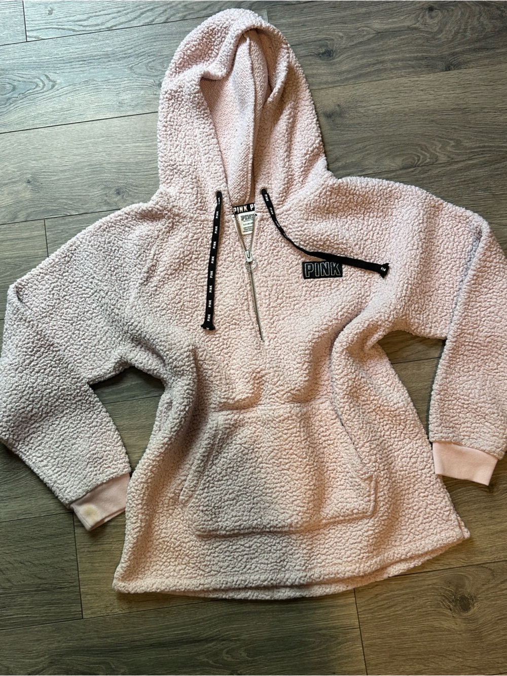 PINK Victoria's Secret Light Pink Sherpa Zip Pullover